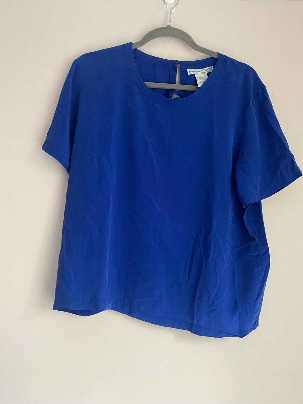 Stephanie Andrews Vintage 100% silk blue blouse size XL